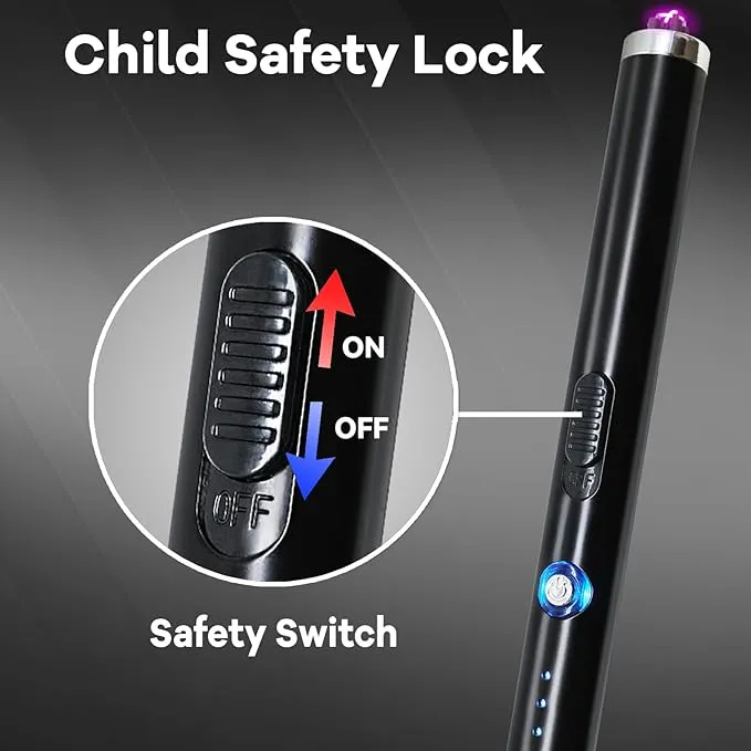 2 Pack Candle Lighter Electric Butane Torch Lighter Plasma Dual Arc Lighter USB Rechargeable Lighter Safety Switch Flameless Windproof Refillable Butane Long Lighter for Camping BBQ Home Kitchen Grill