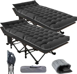 2 Pack Folding Cot, Camping Cots for Adults, Portable Sleeping Cot with Mattress, Foldable Outdoor Bed, Guest Bed with Carry Bag for Home, Office & Outdoor Use