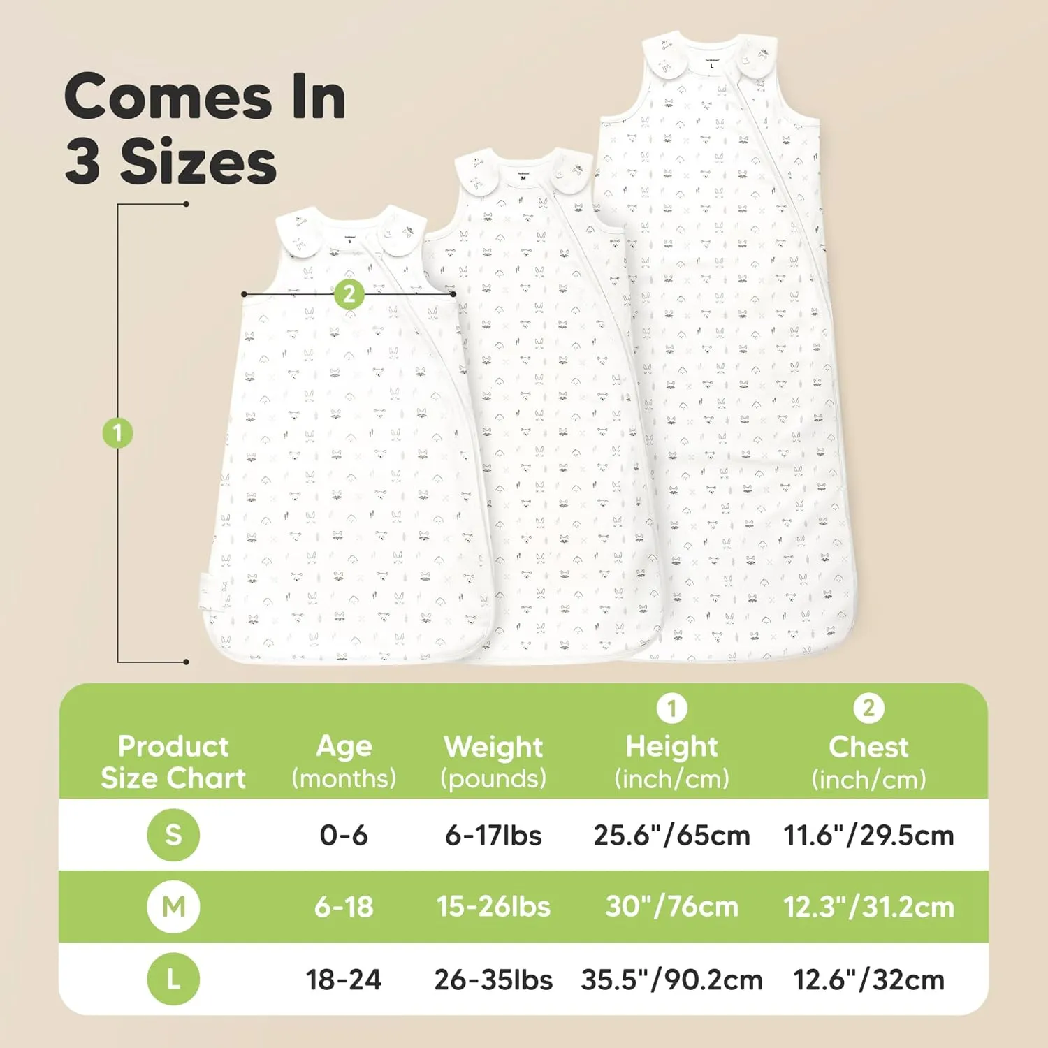 2-Pack Organic Baby Sleep Sacks, 100% Cotton - Soft & Breathable 0.5TOG Baby Wearable Blanket, Toddler Sleeping Sack 6-18 months, Easy to Wear Transitional Swaddles for Newborns, Infants (Glacier, M)
