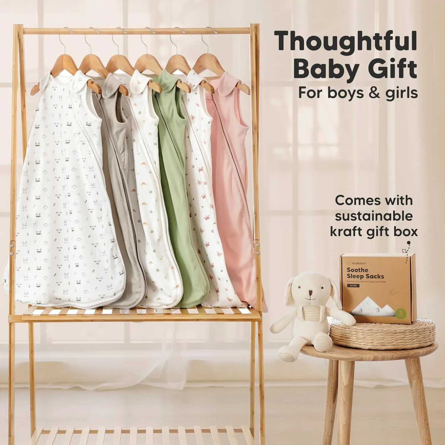 2-Pack Organic Baby Sleep Sacks, 100% Cotton - Soft & Breathable 0.5TOG Baby Wearable Blanket, Toddler Sleeping Sack 6-18 months, Easy to Wear Transitional Swaddles for Newborns, Infants (Glacier, M)