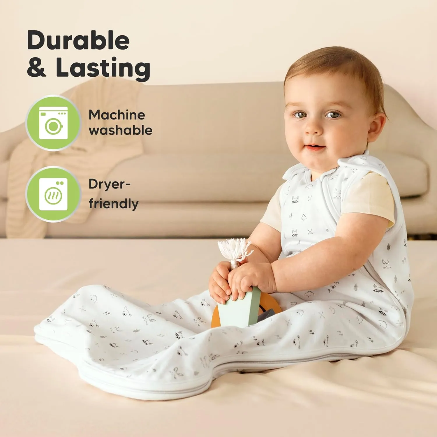 2-Pack Organic Baby Sleep Sacks, 100% Cotton - Soft & Breathable 0.5TOG Baby Wearable Blanket, Toddler Sleeping Sack 6-18 months, Easy to Wear Transitional Swaddles for Newborns, Infants (Glacier, M)