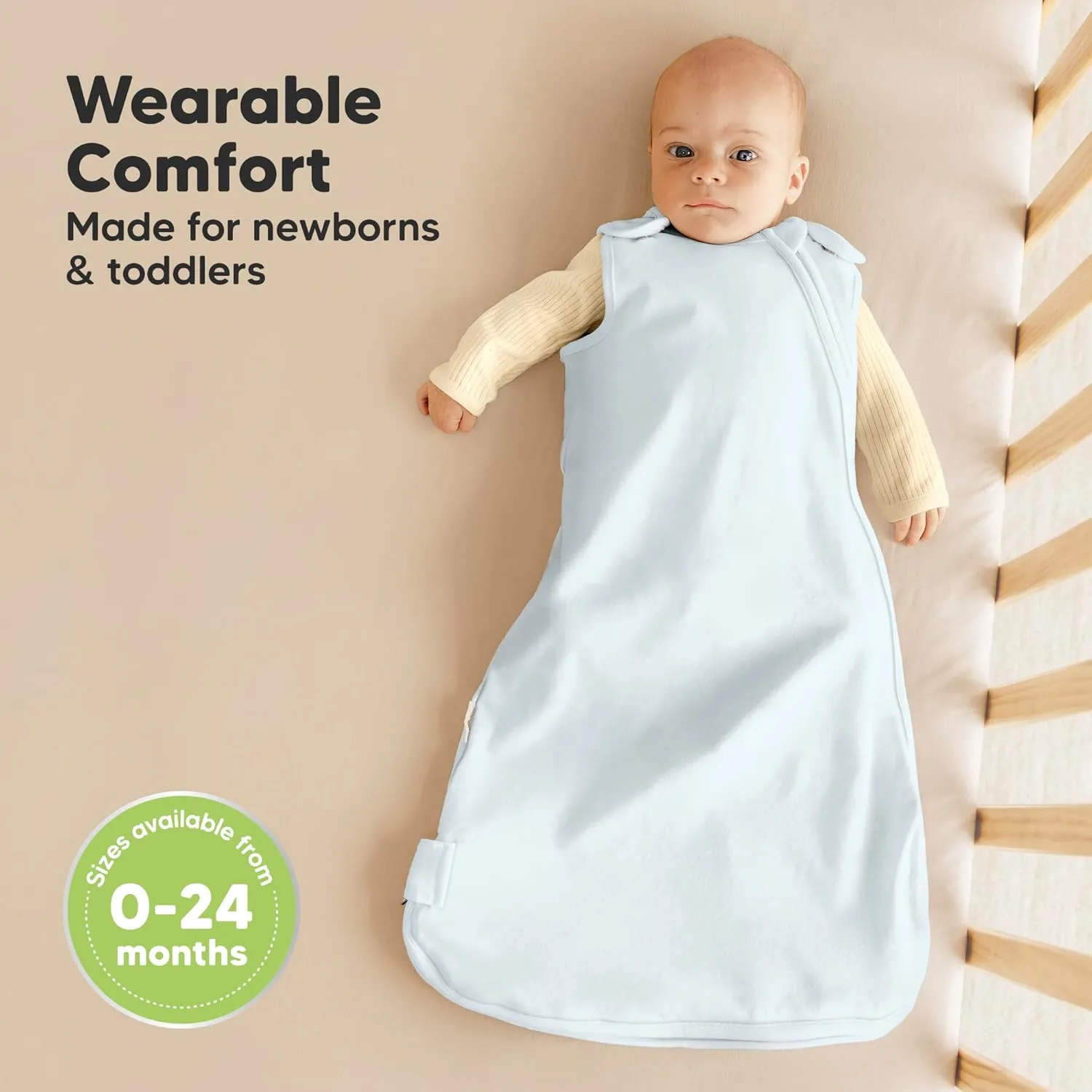 2-Pack Organic Baby Sleep Sacks, 100% Cotton - Soft & Breathable 0.5TOG Baby Wearable Blanket, Toddler Sleeping Sack 6-18 months, Easy to Wear Transitional Swaddles for Newborns, Infants (Glacier, M)