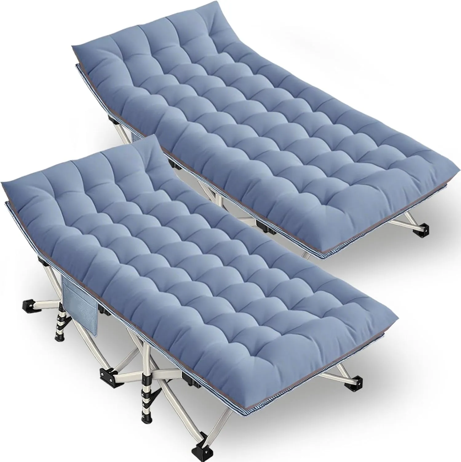 2 Pack XXL Extra Wide Camping Cots for Adults - 79" L x 32" W x 18" H, Includes Comfortable Mattress & Carry Bag - Perfect for Indoor/Outdoor Use, Vacation, Travel