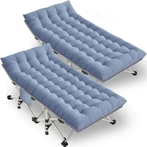 2 Pack XXL Extra Wide Camping Cots for Adults - 79" L x 32" W x 18" H, Includes Comfortable Mattress & Carry Bag - Perfect for Indoor/Outdoor Use, Vacation, Travel