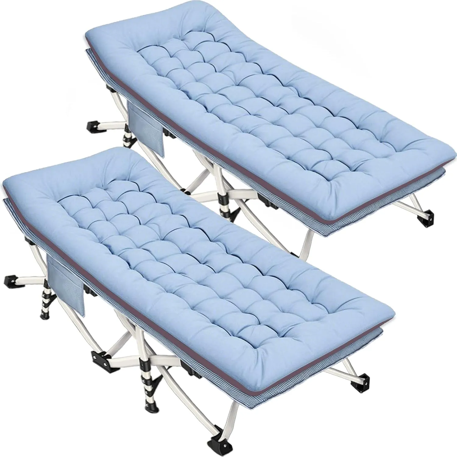 2 Pack XXL Oversize Camping Cot with Mattress Comfortable Sleeping Cots for Adults Extra Wide Cots for Camping Bed Folding Cot Heavy Duty with Carry Bag Easy to Install Outdoor Indoor