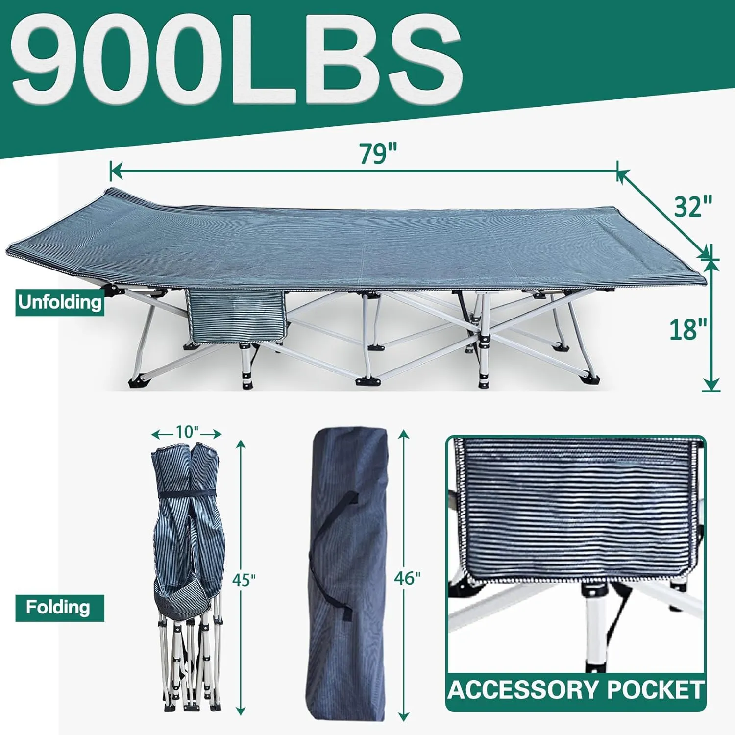 2 Pack XXL Oversize Camping Cot with Mattress Comfortable Sleeping Cots for Adults Extra Wide Cots for Camping Bed Folding Cot Heavy Duty with Carry Bag Easy to Install Outdoor Indoor