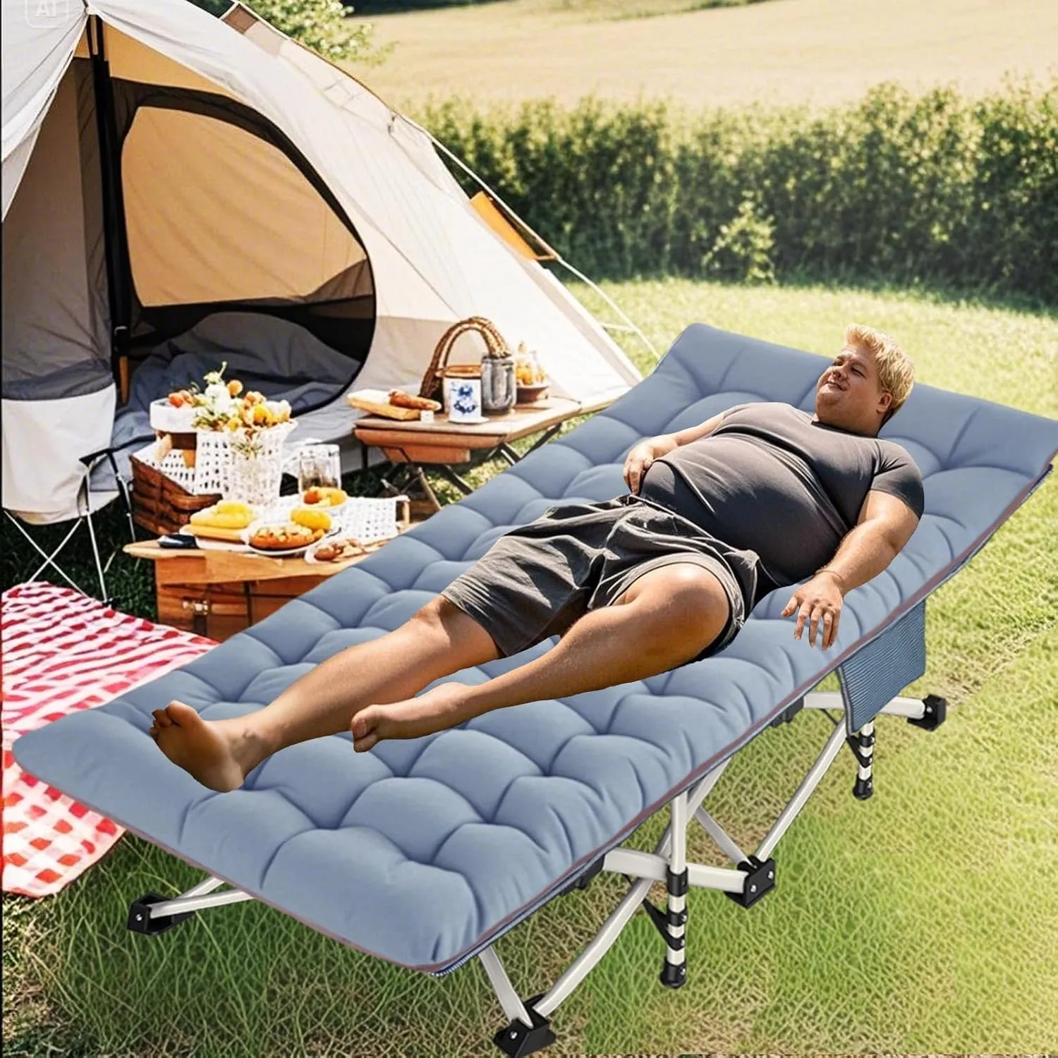 2 Pack XXL Oversize Camping Cot with Mattress Comfortable Sleeping Cots for Adults Extra Wide Cots for Camping Bed Folding Cot Heavy Duty with Carry Bag Easy to Install Outdoor Indoor