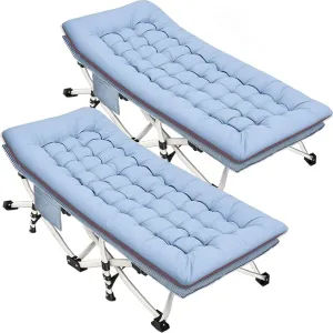 2 Pack XXL Oversize Camping Cot with Mattress Comfortable Sleeping Cots for Adults Extra Wide Cots for Camping Bed Folding Cot Heavy Duty with Carry Bag Easy to Install Outdoor Indoor