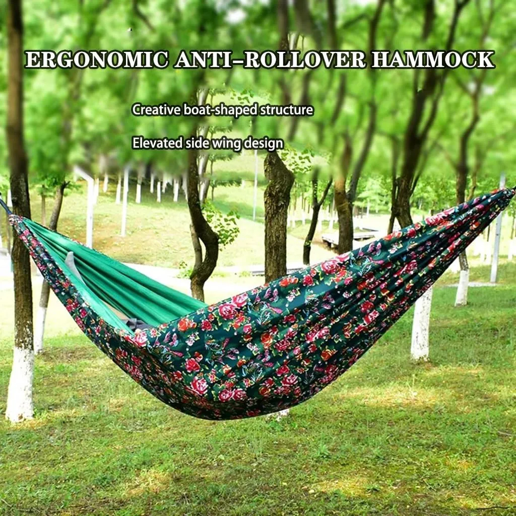 2 Pcs Camping Double Hammock, Park Large Flower Decoration Hammock Chair, Anti-Rollover Design, Load Bearing 300kg/661.4lbs