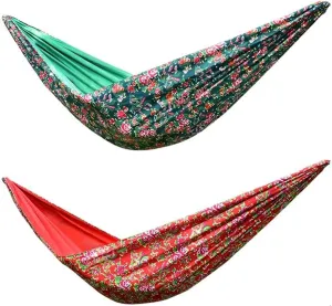 2 Pcs Camping Double Hammock, Park Large Flower Decoration Hammock Chair, Anti-Rollover Design, Load Bearing 300kg/661.4lbs