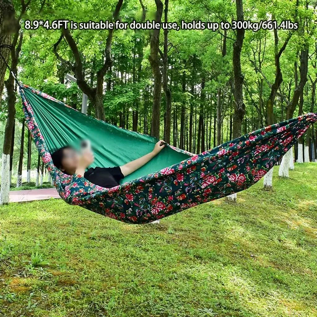 2 Pcs Camping Double Hammock, Park Large Flower Decoration Hammock Chair, Anti-Rollover Design, Load Bearing 300kg/661.4lbs
