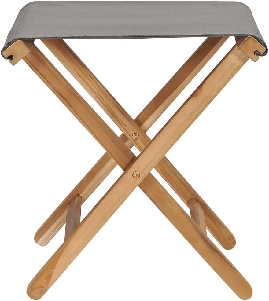 2 Pcs Solid Teak Wood Folding Chairs with Dark Gray Fabric Seat – Durable Outdoor Patio Furniture for Garden, Camping, and Dining