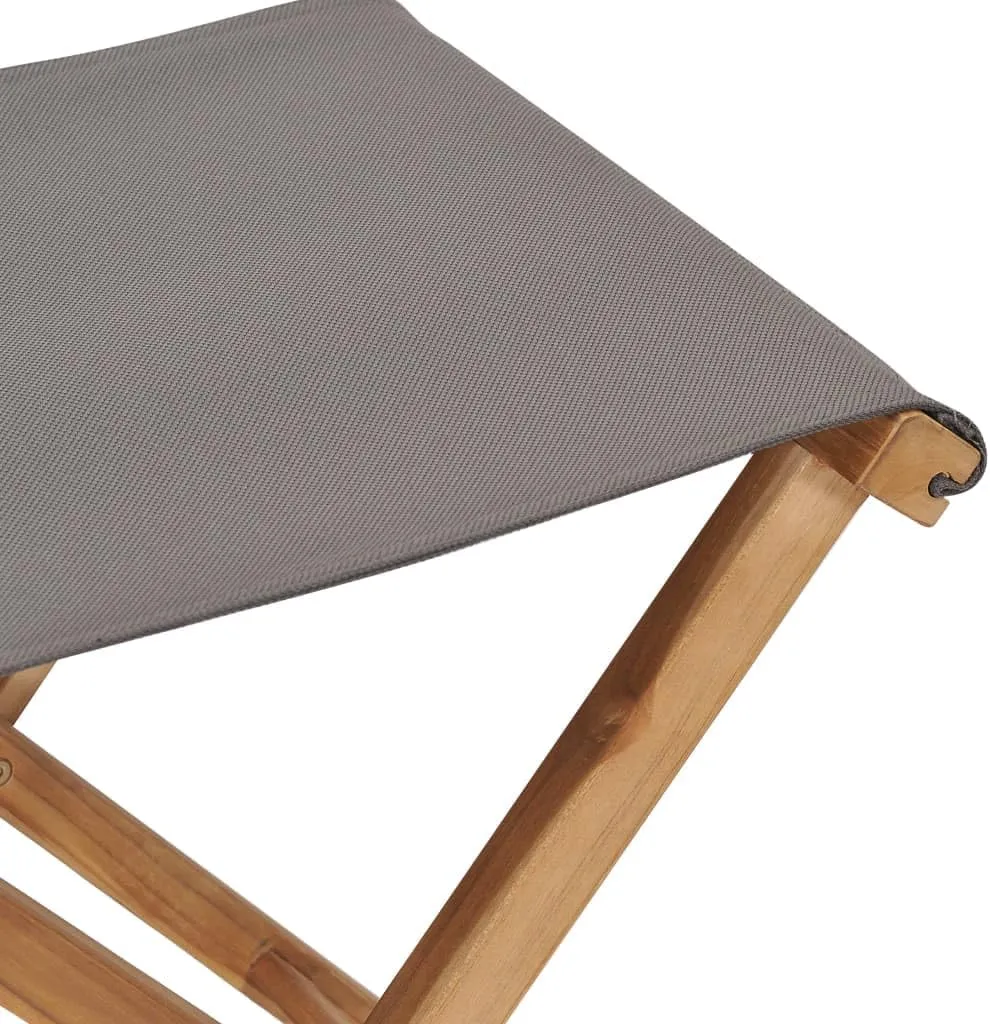 2 Pcs Solid Teak Wood Folding Chairs with Dark Gray Fabric Seat – Durable Outdoor Patio Furniture for Garden, Camping, and Dining