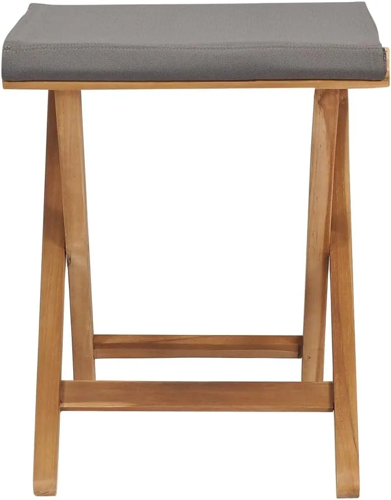 2 Pcs Solid Teak Wood Folding Chairs with Dark Gray Fabric Seat – Durable Outdoor Patio Furniture for Garden, Camping, and Dining