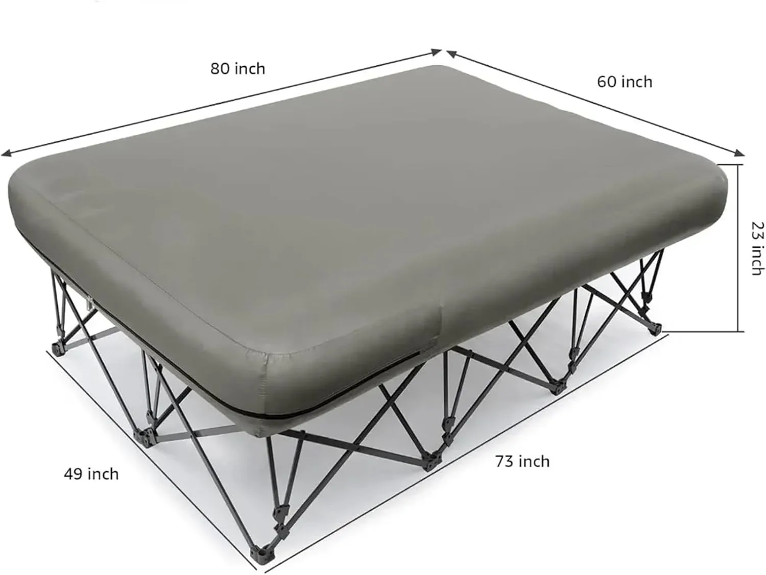 2 Person Camping Cot, Folding Camping Bed with Inflatable Air Mattress and Carry Bag (not Included The Airpump)(Grey-Twin)