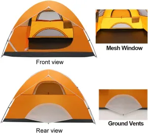 2 Person Dome Tents for Camping, AYAMAYA Lightweight Compact Easy Setup Double Layer 3 Season 2 Man People Backpacking Tent with 3 Large Mesh Windows - Ideal for Hiking Fishing Motorcycle Bikepacking
