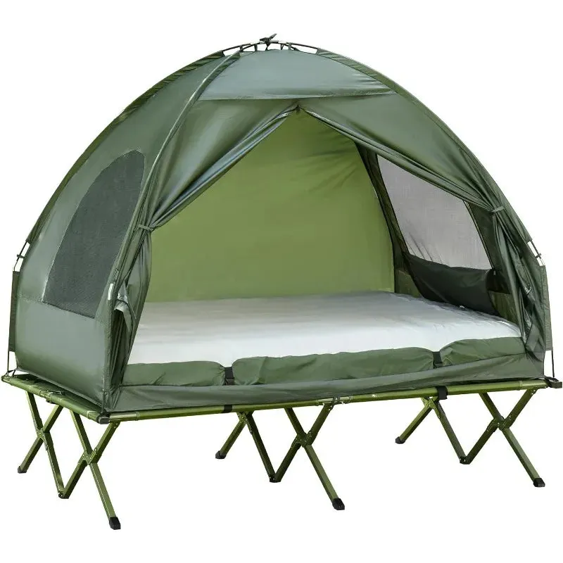 2 Person Foldable Camping Cot with Tent and Air Mattress