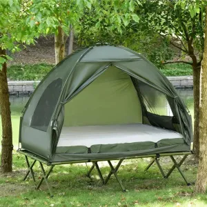 2 Person Foldable Camping Cot with Tent and Air Mattress