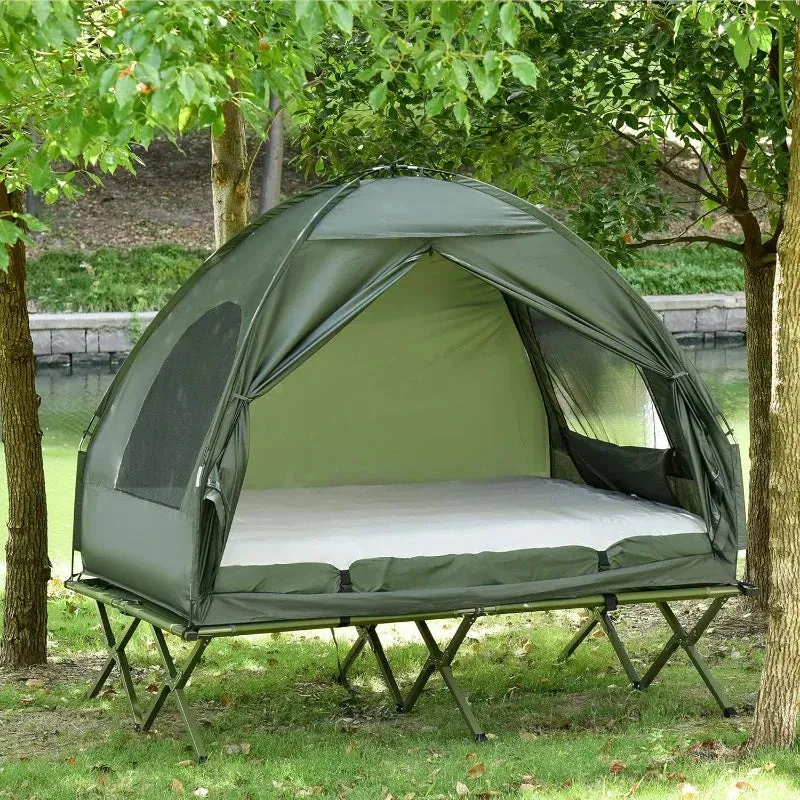 2 Person Foldable Camping Cot with Tent and Air Mattress