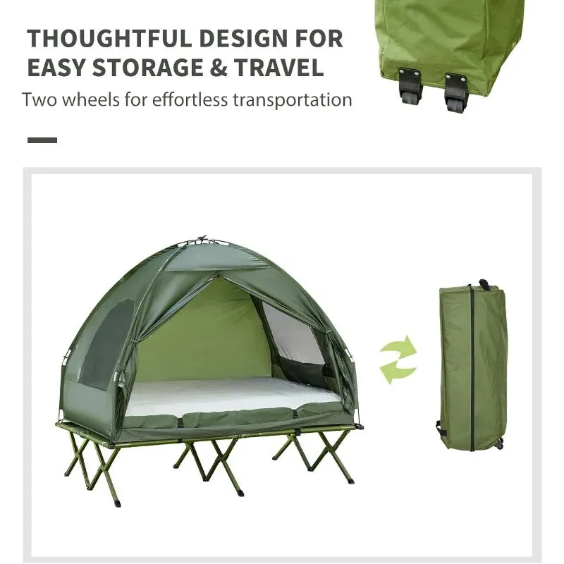 2 Person Foldable Camping Cot with Tent and Air Mattress