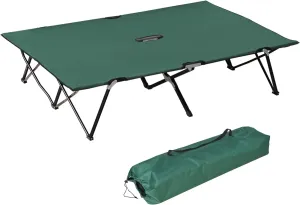2-Person Folding Camping Cot | Extra Wide Outdoor Sleeping Cot with Carry Bag | Elevated Camping Bed
