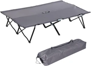 2 Person Folding Camping Cot for Adults, 50" Extra Wide Outdoor Portable Sleeping Cot with Carry Bag, Elevated Camping Bed, Beach Hiking, Grey
