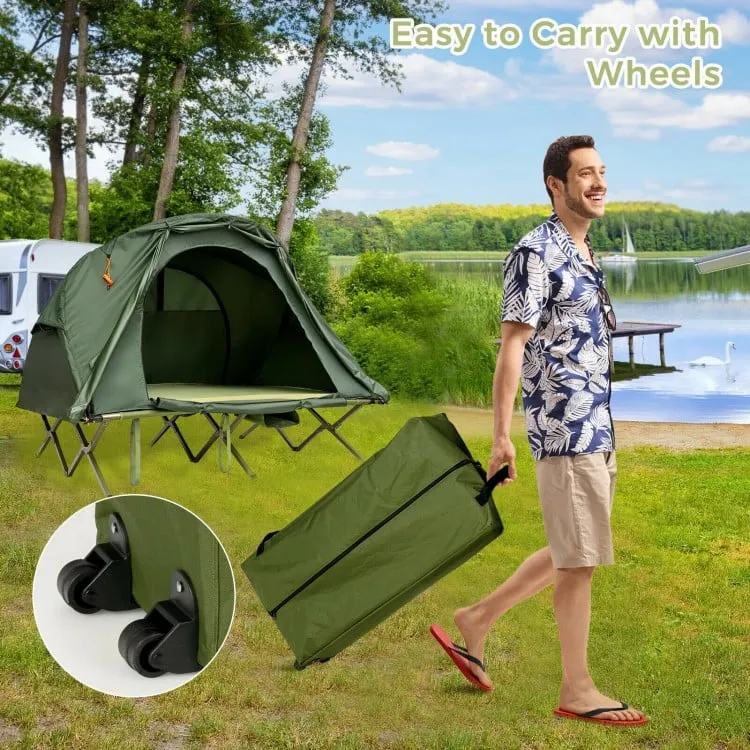 2-Person Outdoor Camping Tent with Inflatable Mattress and Carry Bag