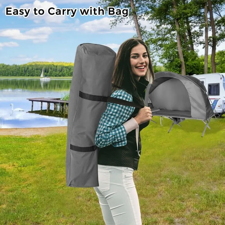 2-Person Outdoor Camping Tent with Inflatable Mattress and Carry Bag