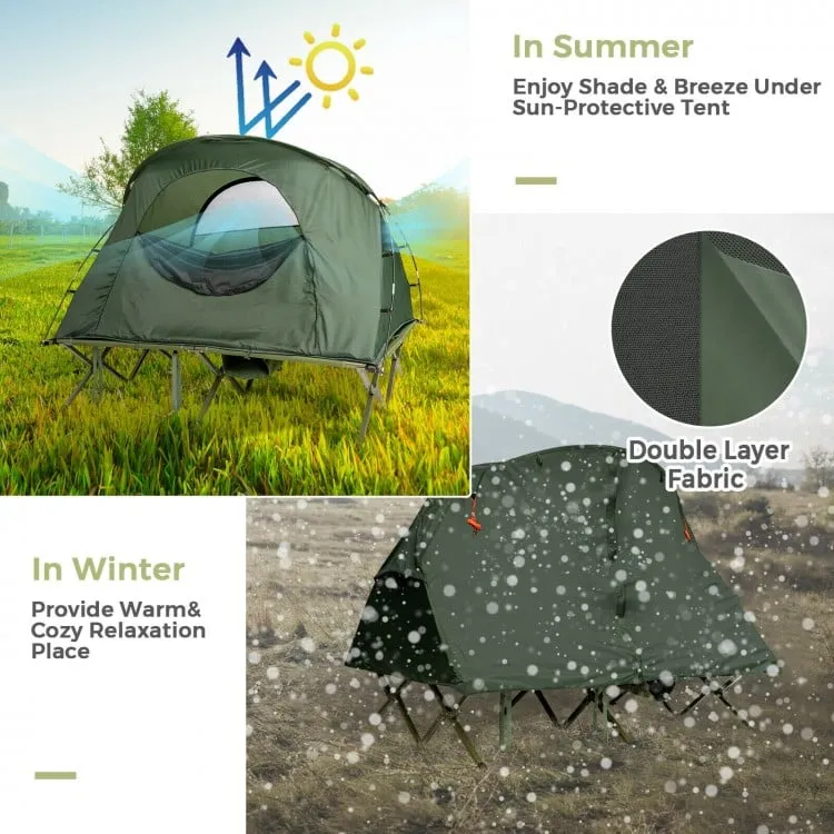 2-Person Outdoor Camping Tent with Inflatable Mattress and Carry Bag