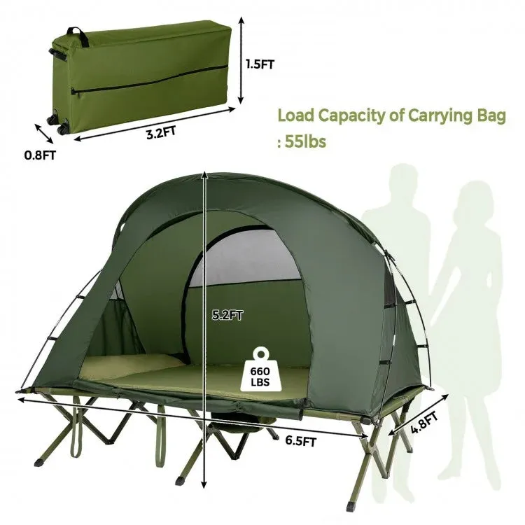 2-Person Outdoor Camping Tent with Inflatable Mattress and Carry Bag