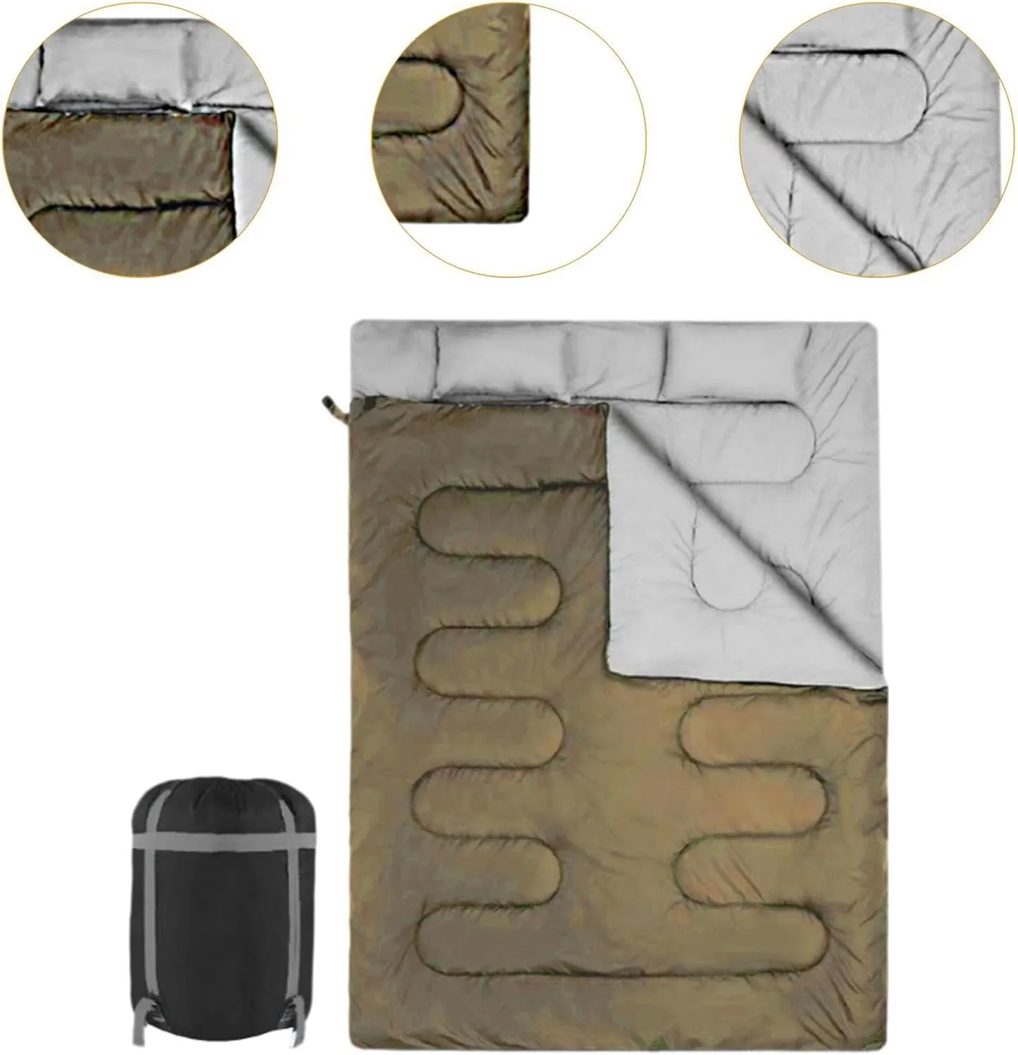 2 Person Outdoor Sleeping Bag for Backpacking and Camping with Carry Pouch