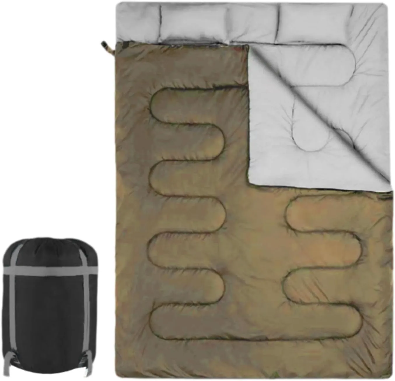 2 Person Outdoor Sleeping Bag for Backpacking and Camping with Carry Pouch