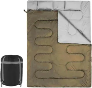 2 Person Outdoor Sleeping Bag for Backpacking and Camping with Carry Pouch