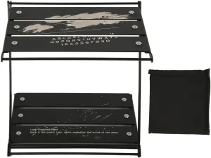2 Tier Folding Table Rack, Black Storage Rack, Aluminium Alloy Z Shape Multipurpose Camp Accessory, with Storage Bag, for Picnic Outdoor