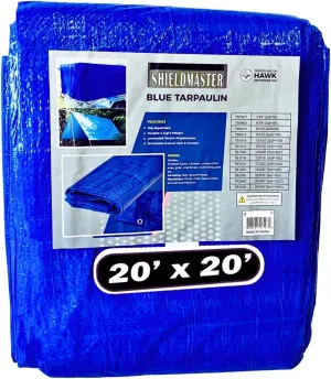 20' X 20' Blue Poly Tarp Cover | 5 Mil Thickness | 100% Waterproof, UV Resistant, Rip and Tear Proof Tarpaulin | Includes Grommets | Great for Outdoors & Protecting Valuables