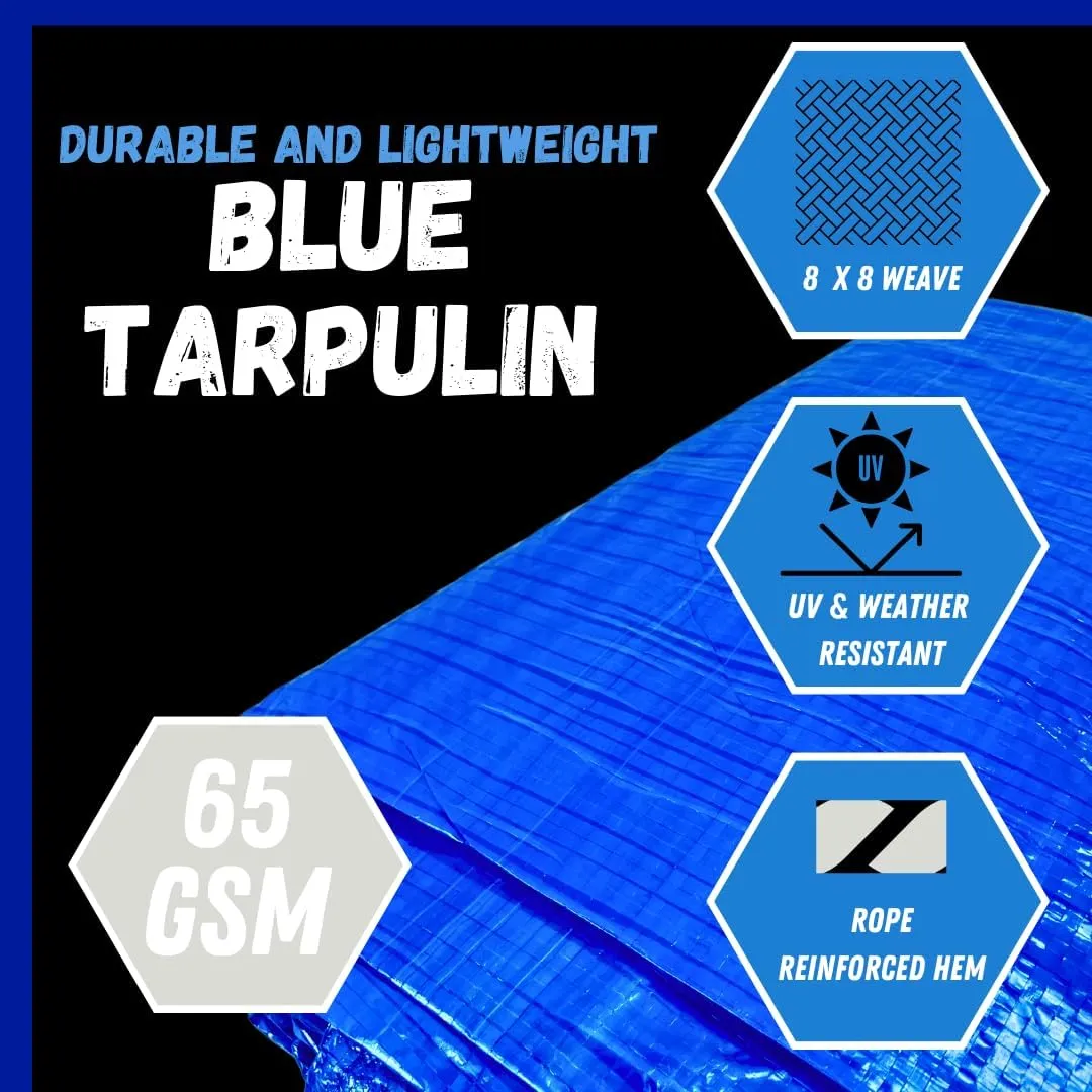 20' X 20' Blue Poly Tarp Cover | 5 Mil Thickness | 100% Waterproof, UV Resistant, Rip and Tear Proof Tarpaulin | Includes Grommets | Great for Outdoors & Protecting Valuables