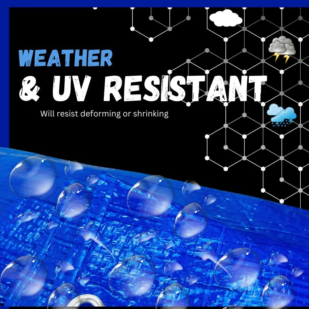 20' X 20' Blue Poly Tarp Cover | 5 Mil Thickness | 100% Waterproof, UV Resistant, Rip and Tear Proof Tarpaulin | Includes Grommets | Great for Outdoors & Protecting Valuables