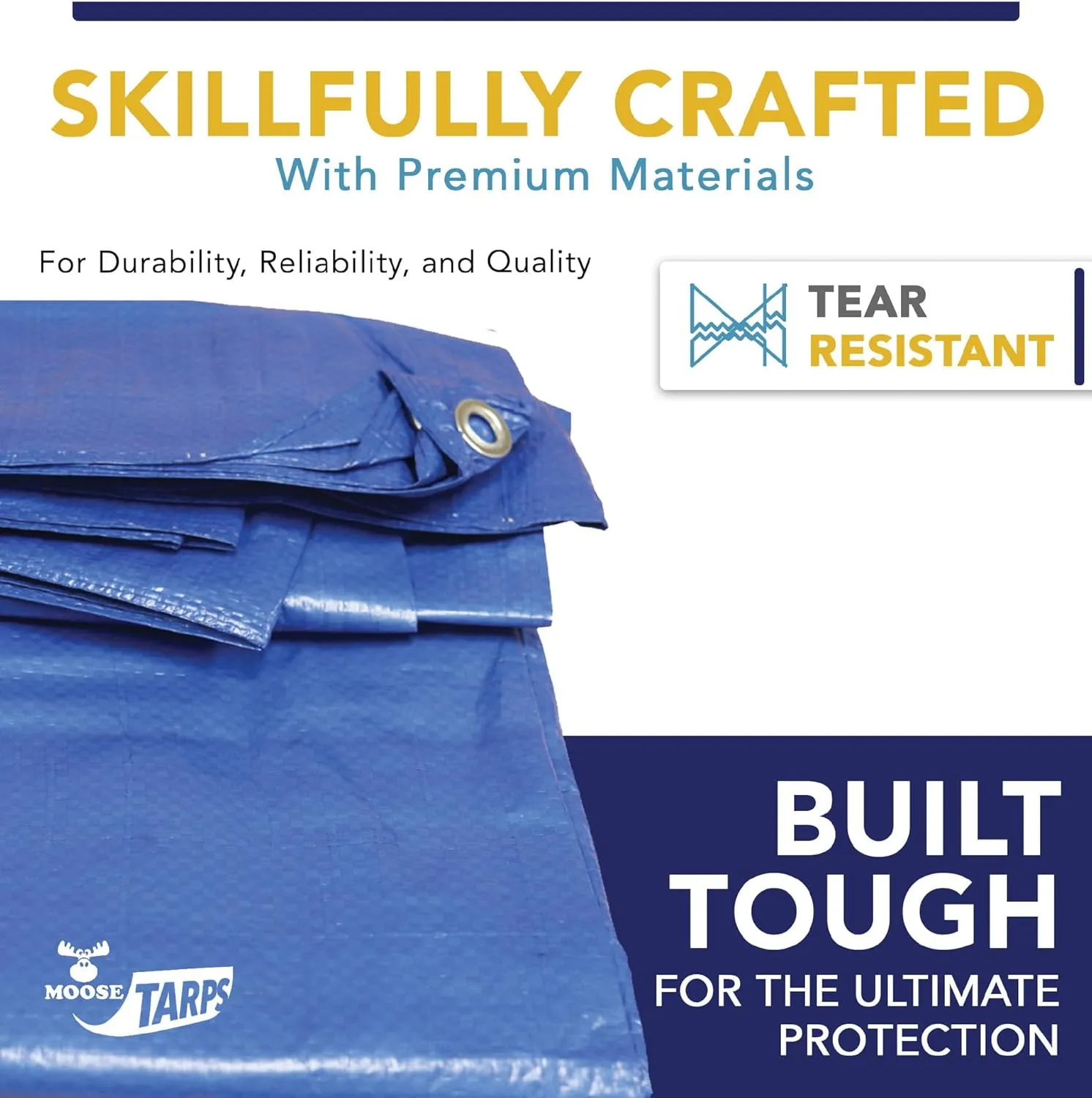 20' x 20' Waterproof Tarp, Medium Duty Reversible Blue/Silver, Multipurpose Indoor and Outdoor Tarps for Tents, Wood Cover, Furniture, Car, Boat, Pool, Tear Resistant, Blue