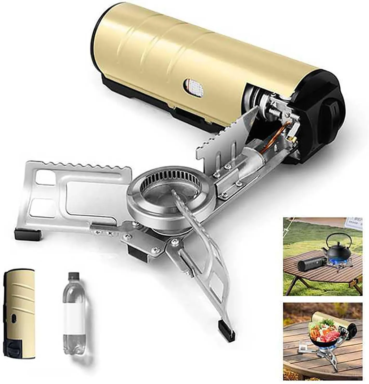 2025 Foldable Cassette Stove, 3 Levels of Fire Power Adjustable, 2600W Outdoors Butane Gas Stove, Collapsible Backpacking Stove, Equipped with Storage Bag