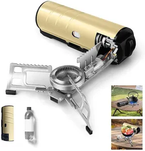 2025 Foldable Cassette Stove, 3 Levels of Fire Power Adjustable, 2600W Outdoors Butane Gas Stove, Collapsible Backpacking Stove, Equipped with Storage Bag