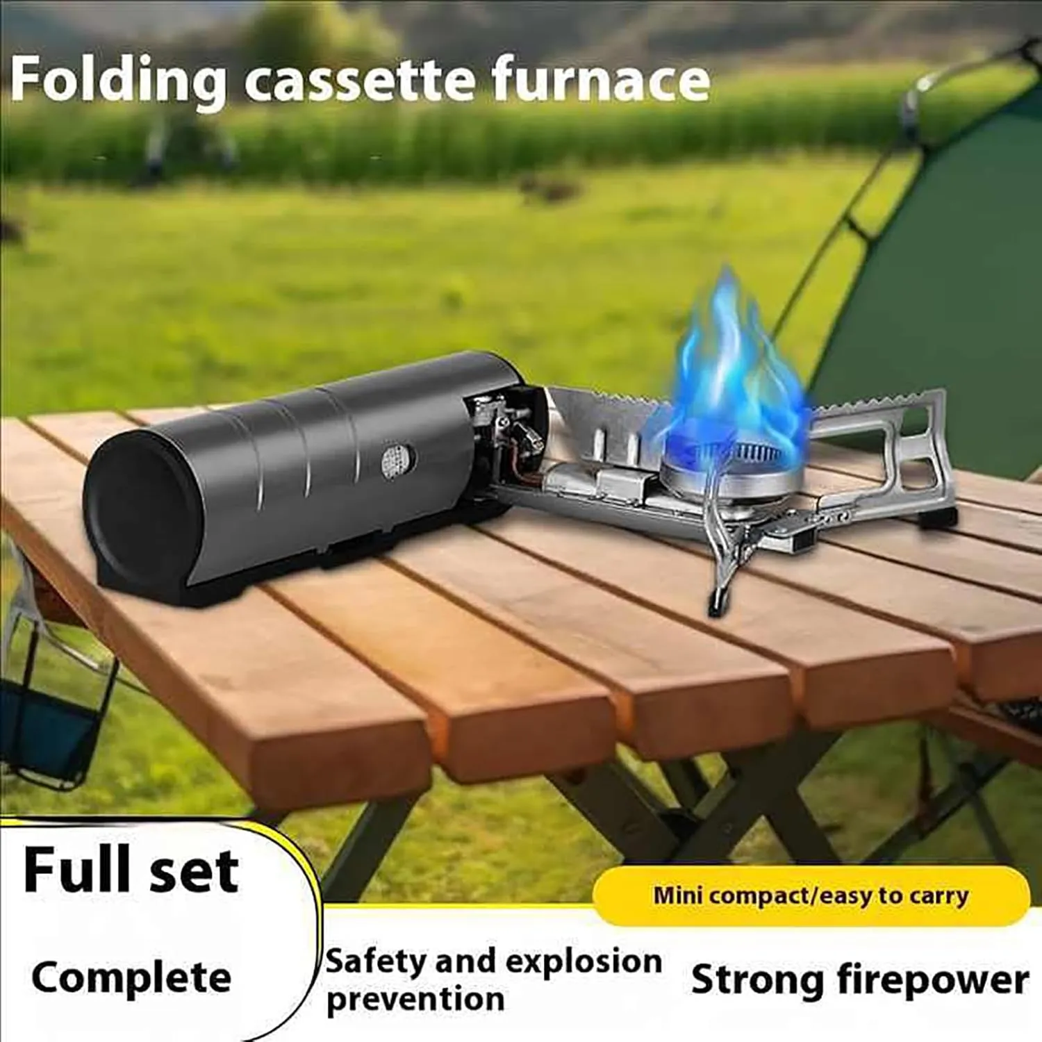 2025 Foldable Cassette Stove, 3 Levels of Fire Power Adjustable, 2600W Outdoors Butane Gas Stove, Collapsible Backpacking Stove, Equipped with Storage Bag