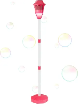 2025 New Bubble Lantern Machine,Bubble Maker Stand for Parties, Rechargeable Outdoor Bubble Maker Stand with Night Light and Music, for Wedding Birthday Picnic Camping Party (Pink)