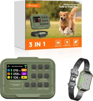 2025 Upgraded Wireless-Electric Fence System, Dog Training,Forbidden Zone, All in One Pet Safety Solution, Covering Up to 5.6 Acre (1 Dog)