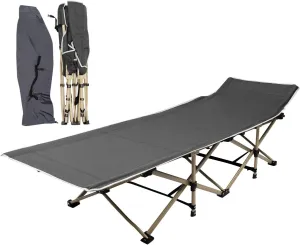 28In Wide Portable Camping Cot, Double Layer Oxford Folding Camping Cot with Storage Bag, Max Load 617LBS, Outdoor Heavy Duty Cot Bed, Foldable Camping Bed Cots for Office Home Nap (Grey)