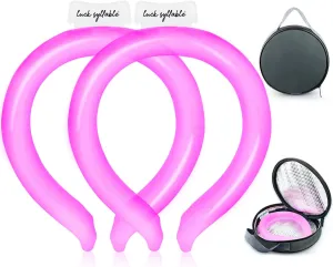 2PCS Neck CoolingTube with Insulated Bag, Reusable Ice Coolers Wearable Body CoolingProducts, Neck Coolers for HotWeather (Pink*2)