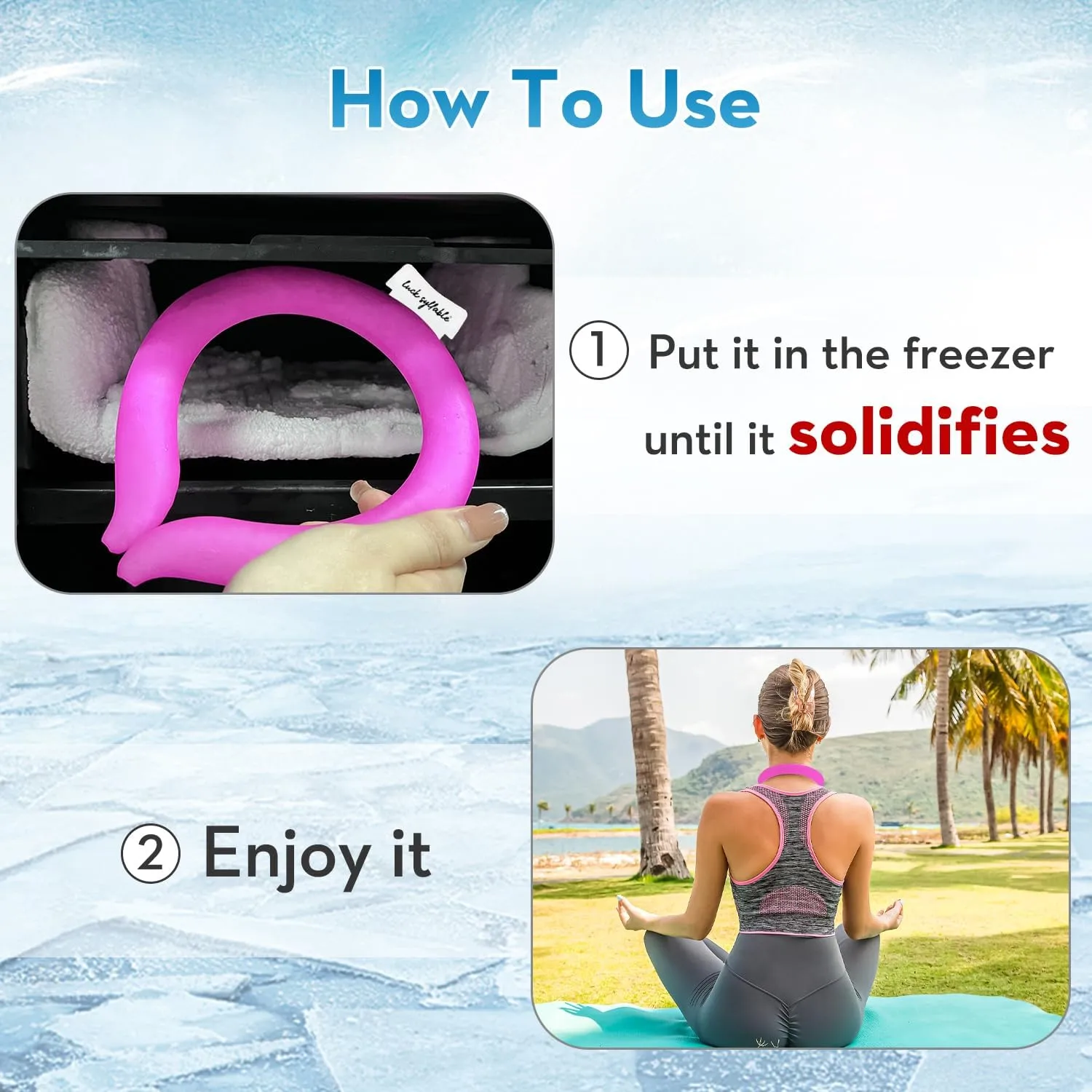 2PCS Neck CoolingTube with Insulated Bag, Reusable Ice Coolers Wearable Body CoolingProducts, Neck Coolers for HotWeather (Pink*2)