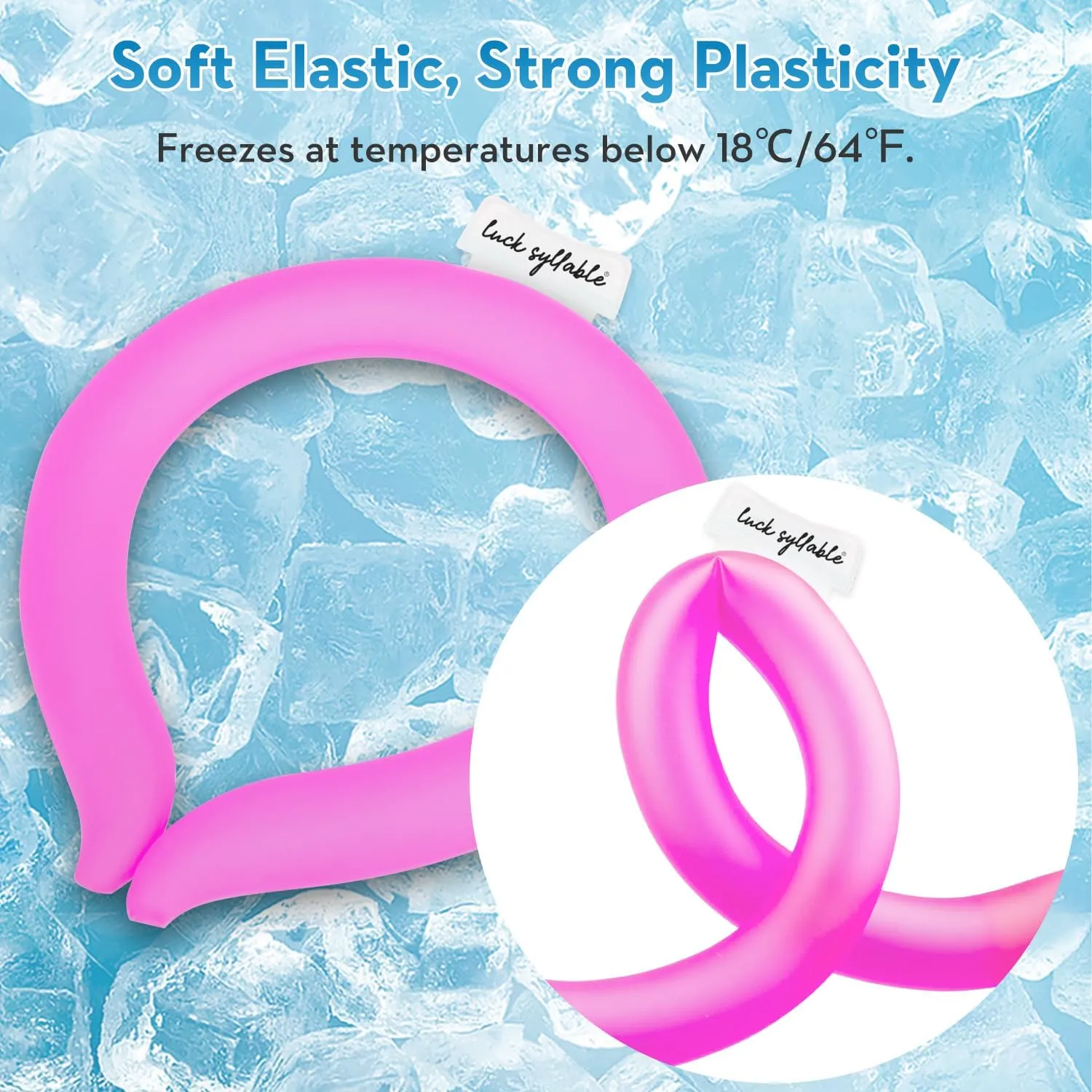 2PCS Neck CoolingTube with Insulated Bag, Reusable Ice Coolers Wearable Body CoolingProducts, Neck Coolers for HotWeather (Pink*2)