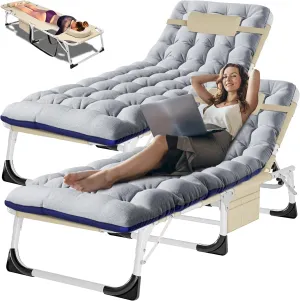 2PK Heavy Duty Folding Camping Cot for Adults, 3-in-1 Adjustable Bed with Mattress & Carrying Bag - Ideal for Home, Office, Vacations, and Hospital Use