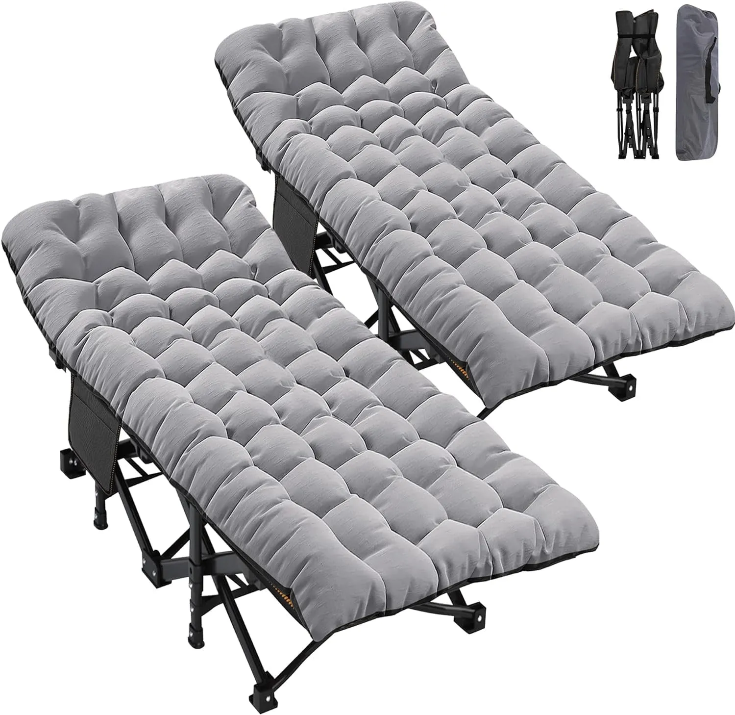 2PK Oversized Camping Cot for Adults - Heavy Duty 500lb Capacity, Double Layer 1200D Fabric, Includes Mat & Carry Bag, Perfect for Indoor & Outdoor Use