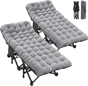 2PK Oversized Camping Cot for Adults - Heavy Duty 500lb Capacity, Double Layer 1200D Fabric, Includes Mat & Carry Bag, Perfect for Indoor & Outdoor Use